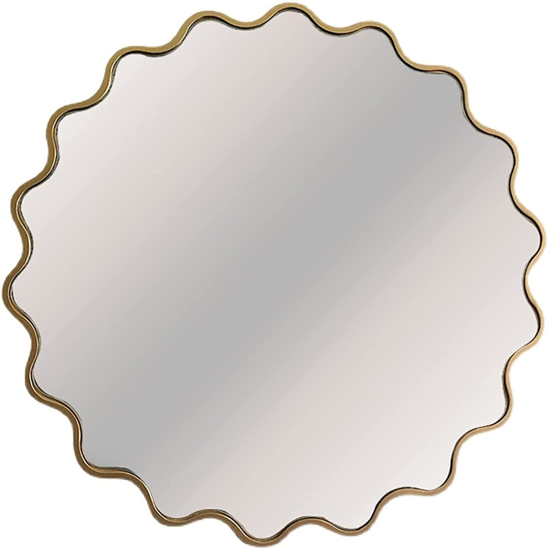 FT37 MDF Wall mirror, round, gold , Dia 80cm