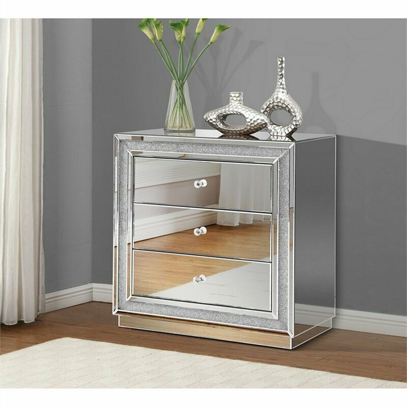 HD-F045 Mirrored Side table with 3 drawers