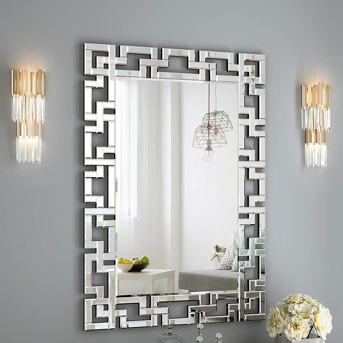 HD-21009 Contemporary Living room wall mirror, Hang Horizontally or Vertically
